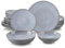 Bowls Set 16/32/48 Piece Embossed Stoneware Tableware Set with Dinner/Dessert Plate/Soup Bowl/Mug Service for 4/8/12 Person for Kitchen(32 PCS)