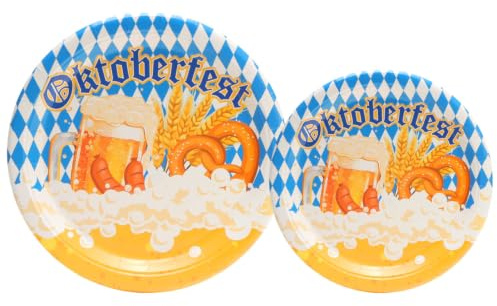 PARTY GO 50PC Pappteller Oktoberfest Partyteller Partygeschirr Einweg | Perfekt für Oktoberfest, Wiesn, Bayern-Party & Zuhause ideal für Biergarten, Gartenfest oder gemütlichen Abend mit Freunden.