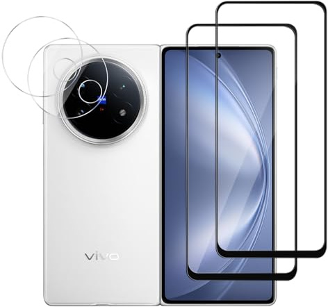 MGUEIAO [2+2 Pack Compatible with Vivo X Fold 5 for Tempered Glass Screen Protector & Camera Lens Protector,HD Full Screen Tempered Glass Film[Anti-Shatter]-Black
