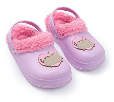 Pusheen Heart Girls Purple Clogs | Cartoon Character Casual Footwear | Pull-On Design for Everyday Wear | Comfortable Indoor & Outdoor Use | Pusheen Merch