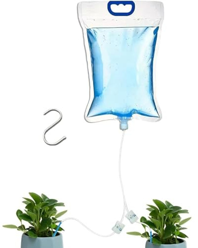 Sghtil Bewässerungsbeutel für Pflanzen, 5,2 l, automatische Tropfbewässerung, verstellbar, hängbar für Arbeitsplatz, Blumenbeet, Garten, Hochbeet, Gewächshaus, Outdoor, Balkon, Bäume, Urlaub