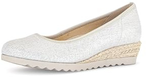 Gabor Damen Keilpumps, Frauen Pumps,weit,Rose,gemuetlich,weiblich,stilvoll,heiss,sexy,Business,Glamour,Style,Bianco/ORO (Jute),37.5 EU / 4.5 UK