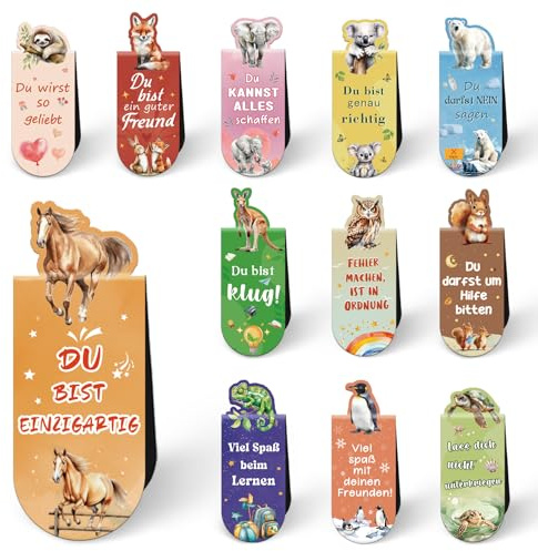 24 Magnetische Lesezeichen Kinder, Give Aways Kindergeburtstag | Mitgebsel Kindergeburtstag 3 4 5 6 7 8 9 10 11 12 Jahre,Schulanfang Geschenk Einschulung Mädchen Junge,Schultüten Füllung
