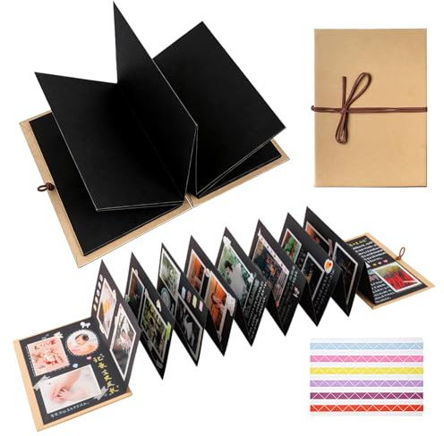 Akkordeon Falten Sammelalbum, 28×21cm Leporello Fotobuch | DIY Scrapbook Leeres Fotobuch, DIY Fotoalbum zum Selbstgestalten, Album Fotografico Personalizzato für Geburtstagsgeschenk