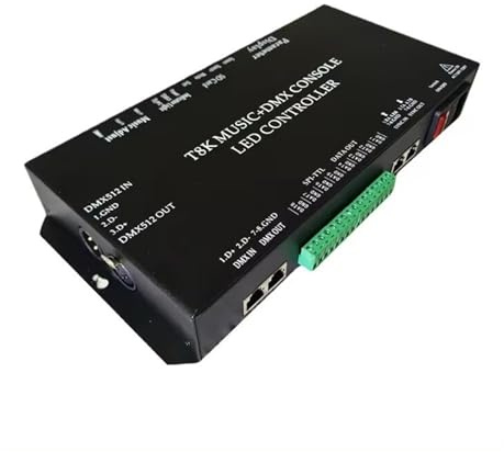 DMX-Controller, WS2811 WS2812B WS2815 RGBIC SPI-TTL Led Streifen Licht Controller T8K Musik + DMX Konsole 8 Kanäle Port Mit Mic In für Lichtshows