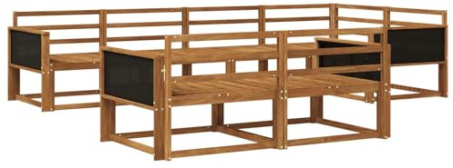 vidaXL Outdoor-Sofagarnitur 7 pcs Natur Massivholz Akazie, Terrasse, modernes Outdoor-Möbelset, wetterfeste Garten-Sofa-Garnitur, Flexible Design-Sitzgelegenheiten aus Akazienholz