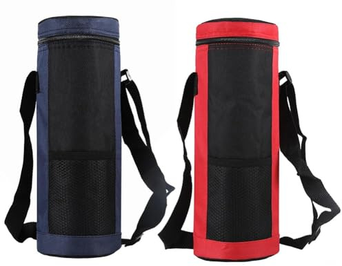 2 Bolsas Isotermas Oxford para Botella de agua de 2 L, con correa ajustable, para viajes, pícnic, bebidas, rojo y azul