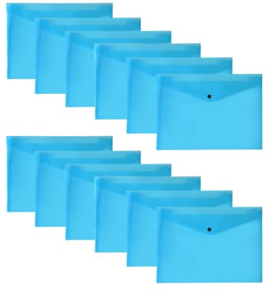 Pack of 12 Blue Janrax A4 Wallets – Strong Polypropylene Document Folders with Press‑Stud Fastening, Holds 150 Sheets