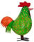 Exner dekorativer Deko-Hahn Deko-Huhn Garten-Deko Metall bemalt ca. 44 cm hoch (grün)