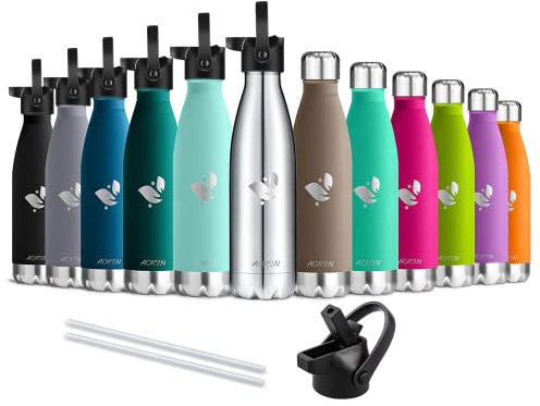 AORIN Vacuum Insulated Stainless Steel Water Bottle - 350ml - 24 hrs Cooling & 12 hrs Keep Warm - BPA Free - Mental Water Bottle for Work, Gym, Travel, Sports