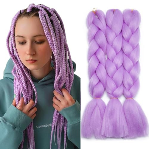 TESS 60 cm Extension per Treccine Africane Viola, Extension Capelli Treccine 1 Pezzi Jumbo Treccia (100g/Pezzi) Capelli Finti per Treccine