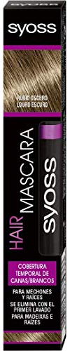 SYOSS Hair Mascara (16 ml), Cepillo cubre canas para mechones y raíces, retoca raíces instantáneo, máscara para coloración temporal, tono rubio oscuro