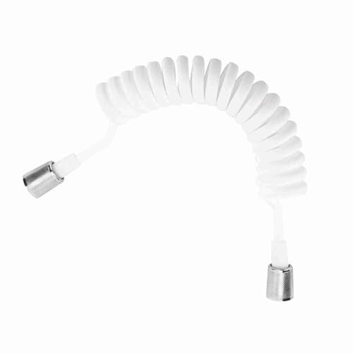 Frühling Brauseschlauch ABS Flexible Teleskop Brauseschlauch für Wasser Sanitär WC Bidet Sprayer Gun Badezimmer (78.7in, UK G1 / 2 )(white)