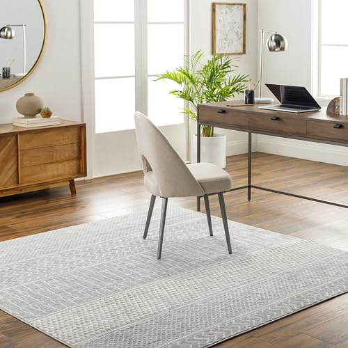 Livabliss Buenos Aires Geometric - Scandi Area s Living Room 200x290 cm, Dining, Kitchen - Neutral, Abstract Patterned s, Boho Style, Easy Care Pile - Large, Grey and Ivory