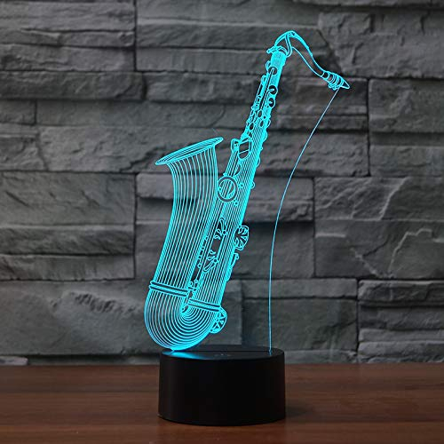 Jinson well 3D Saxophon Lampe optische Illusion Nachtlicht, 7 Farbwechsel Touch Switch Tisch Schreibtisch Dekoration Lampen perfekte mit Acryl USB Spielzeug