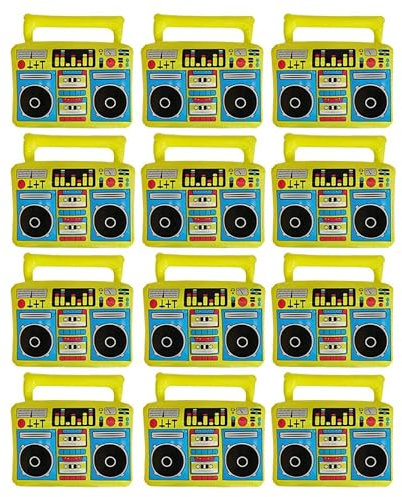 Aufblasbare Boombox Dekorative Requisite - 12 Stück - Leuchtend Gelb Aufblasbare Boombox - Perfekt für Musik-Mottopartys und Kostümveranstaltungen