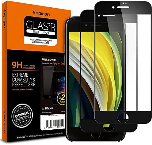 Spigen GLAStR Tempered Glas Displayschutzfolie Duo Pack iPhone SE (2020) / 8/7 - Schwarz