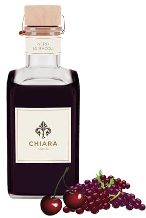 Chiara Firenze Raumduft schwarz von Bacchus 100ml Flasche + Stäbchen Made in Italy Erdbeeren Trauben - Traubenmost - Amarena