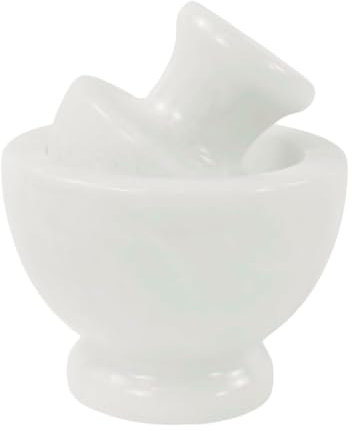 Marblous Krafts Mortier et pilon en marbre blanc de 11,4 cm pour accessoires de cuisine, pilon et bol à mortier