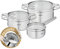 Tefal H852S6 Induktion Topfset 6-teilig, Edelstahl Stielkasserolle 16cm + Kochtöpfe 20/24cm + Deckel, Kochtopf mit patentierten Doppelgriff für praktisches ausgießen, Induktionsherd geeigneter Topf
