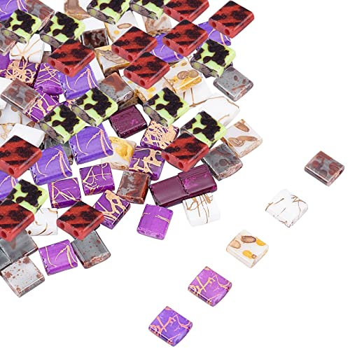 PH PandaHall 120pcs 6 couleurs Perles de Rocaille 2 Trous Perles Plates Perles Tila Perles en Verre Perles de Rocaille Perles Plates D'espacement pour Bracelets Colliers Bijoux