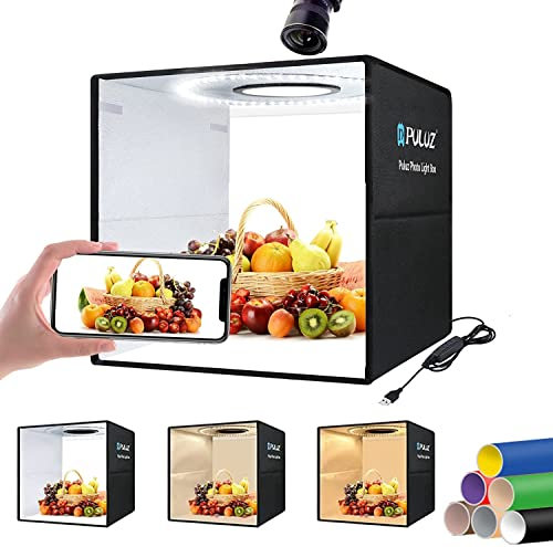 OBEST Studio-Lichtbox, 40 cm, tragbar, faltbar, mit Mehreren Winkeln, verstellbare LED-Lichter, 12 Arten von Farben