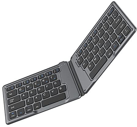MoKo Faltbare Tastatur Universal, Tragbare Kabellose Bluetooth Tastatur, Wiederaufladbar Bluetooth Keyboard Ergonomisch, Kompatibel mit iOS, Android Windows Tablet Smartphone Laptop, Silber Grau