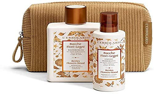 L'Erbolario BACCHE FIORI LEGNI Beauty Pochette Legno di Cedro Edizione Limitata Bagnoschiuma 250 ml e Lozione Deodorante 100 ml