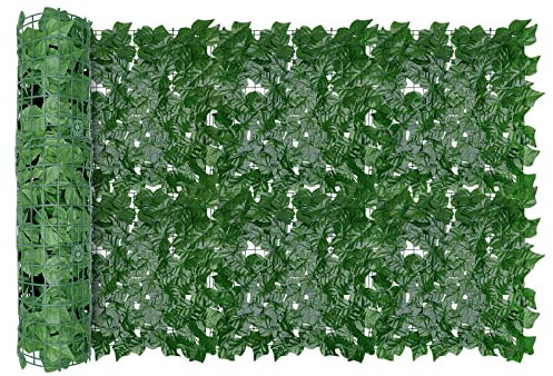 AGJIDSO Pantalla de Cerca de privacidad, 100 * 300 cm césped de imitación de jardín de,decoración de Hojas de Planta Falsa para jardín de Valla(Foglie di vite)