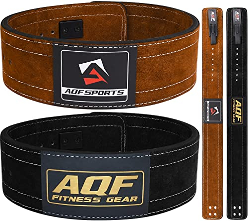 AQF Gewichthebergürtel Lever Schnalle, 4 Breit 10mm Dick Leder Wildlederfutter Kraftraining Gürtel, Lifting Belt, Gewichtsgürtel Für Fitness, Powerlifting, Sport & Deadlift Herren Damen (M, Braun)
