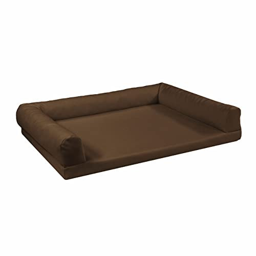 Juelle Orthopädisches Hundebett aus Kunstleder, Hundesofa mit Orthopädischer Hundematratze, Abnehmbare Hülle, Maschinenwaschbar Lord L-XXL (145x105cm, Hellbraun)