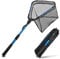Folding Fishing Landing Net Collapsible Dip Net Telescopic Pole Extensible Fishing Net for Kayak Boat Saltwater Freshwater Safe Fish Catching or Releasing (Blue, 37in/93cm Full - Telescopic Pole)