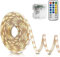 CCILAND 5M Strip Lights Battery Powered, 150 LED 2700K 2835 SMD Light Strip with Remote 8 Modes Timer, Outdoor Strip Lights Waterproof Self-Adhesive for Kitchen Bedroom Cabinet Bar Decor (Warm White)