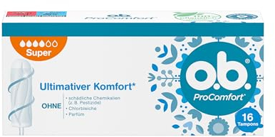 o.b. ProComfort Super, Tampons für starke Tage mit Dynamic Fit Technologie & SilkTouch Oberfläche, für ultimativen Komfort* & zuverlässigen Schutz 6 x 16 Stück