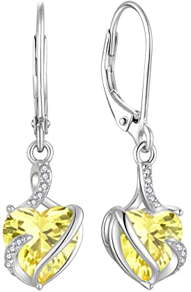 FJ Damen Ohrringe November Geburtsstein 925 Sterling Silber Hängend Citrin Ohrringe Unendlichkeit Infinity Schmuck Geschenke für Damen Frauen Mutter Freundin Mama