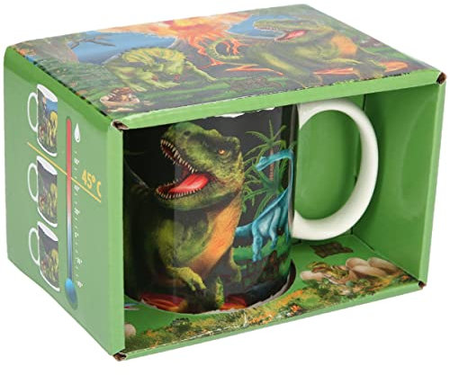 Depesche 12119 Dino World - Taza Mágica En Blanco con Efecto de Temperatura y Motivos de Dinosaurios, Taza para Beber con Asa de Porcelana, Capacidad de Llenado Aprox. 320 Ml