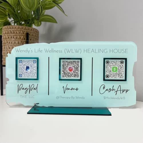 Pahdecor Letrero comercial con código QR letrero de escaneo para pagar letrero aplicación efectivo placa de pago pequeñas empresas emergentes para Venmo Paypal Zelle Web Instagram (transparente)