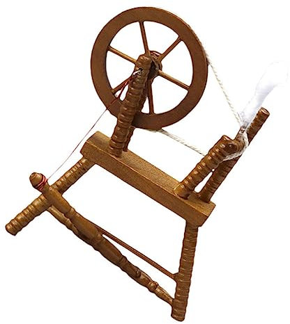 Zerodeko Miniforce-Spielzeuge Spindel Spielzeug Puppenhäuser Dollhouse 1:12 Vintage Nähmaschine Hand Reeling Holzrad Zubehör Handspindel Ball Winder Yarn Spinnmaschine Kinderspielzeug
