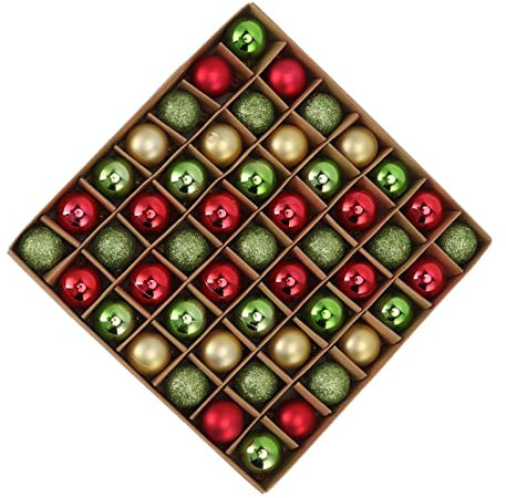 Fdit Mini-Weihnachtskugel-Ornamente, Bruchsicher, 49 Stück, Bunte Mini-Weihnachtsbaumkugeln, Poliert Zum Tanzen (Rot-Grün-Gold)