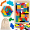 Vyndicca Montessori Spielzeug ab 3 4 5 Jahre,2 in 1 Holz Tangram Puzzle Set,Hölzernes Sechseck-Puzzle Tetris Spiel Kinder,Geschenk für Jungen und Mädchen