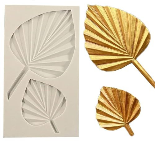 Palm Leaf Mould Reusable Fan Leaf Silicone Mold 3D Palm Spear Mold for Cake Decorating Cake Topper DIY Baking Chocolate Candy Sugarcraft Clay Soap Ice Making