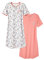 Damart - Lot De 2 Chemises De Nuit Jersey Pur Coton Peigné Femme Lot Rose Feuillage Taille M