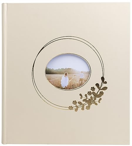 EXACOMPTA - Ref. 16733E – Fotoalbum Ringflower Latté – 300 Fotos – 60 weiße Seiten – Format 29 x 32 cm – Einband mit Papier in PU-Optik und Fenster zur Personalisierung