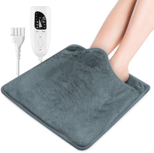 CLIUNT Chauffe-pieds électrique, Avec 6 niveaux de température et 4 fonctions d'arrêt de minuterie - Lavable - 50 W (gris foncé)