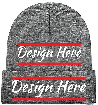 Miujonvy Wintermütze Beanie mit eigenem Bild Text Logo Herren Damen Unisex Hüte schwarz, Dunkelgrau, One size