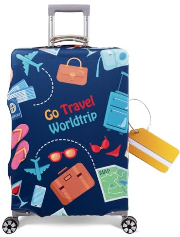 OrgaWise Kofferhülle Luggage Cover Gepäck Cover Gepäckabdeckung for Travel Luggage Schutzhülle Koffer (Blau-Welt, 29''-32'')
