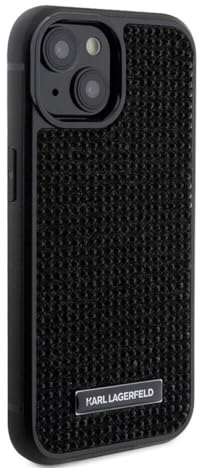 Karl Lagerfeld KLHCP15SHDSPLK Hülle für iPhone 15 6.1 Schwarz hardcase Rhinestone Logo Metal Plate