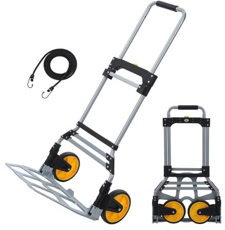 TOPWAY Klappwagen aus Aluminiumplatte, Faltbare Sackkarre, Mehrzweck-Sackkarrenwagen, 120 kg Tragfähigkeit und Teleskopgriff für den Einsatz zu Hause, im Büro, in der Garage