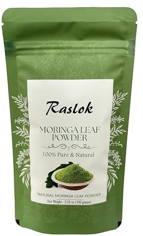 Raslok Moringa Powder | 100% Pure Moringa Leaf NO Stems | Moringa Olifera Powder (3.52 Oz)