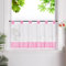 HeichkelL Scheibengardine mit Schlaufen Leinenoptik Gardine Halbtransparent Bistrogardine Landhausstil Kurzstores Rosa HxB 45x120cm